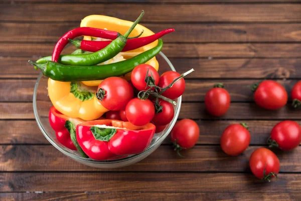 Cherry tomatoes and peppers — Stock Photo, Image