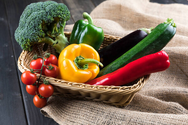 Fresh vegetables in basket 