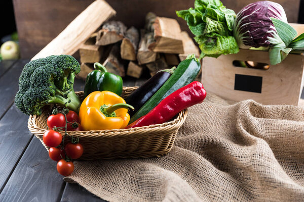 Fresh vegetables in basket 