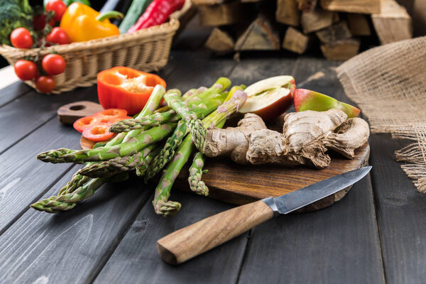 Fresh vegetables and apple 