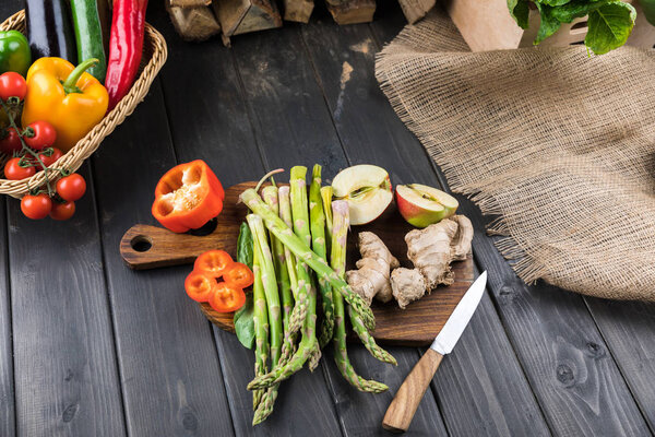 Fresh vegetables and apple 