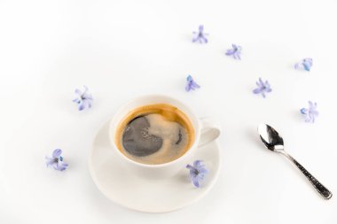 Cup of coffee and flowers  clipart