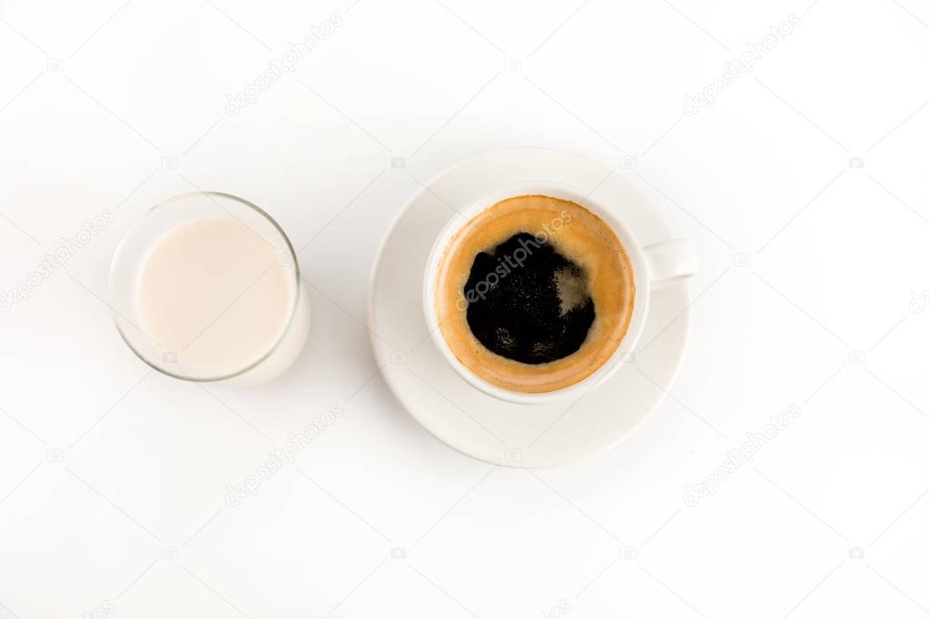 Cup of coffee with milk 