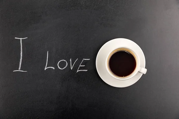 Koffie mok stoom en belettering — Stockfoto