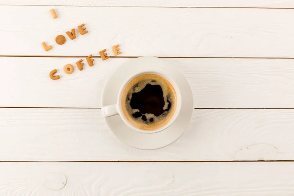 Tazza di caffè vapore e lettering — Foto Stock