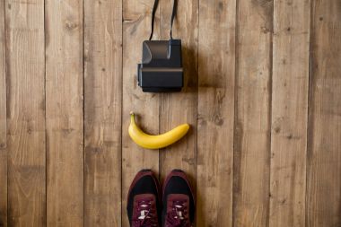 Banana and instant camera  clipart