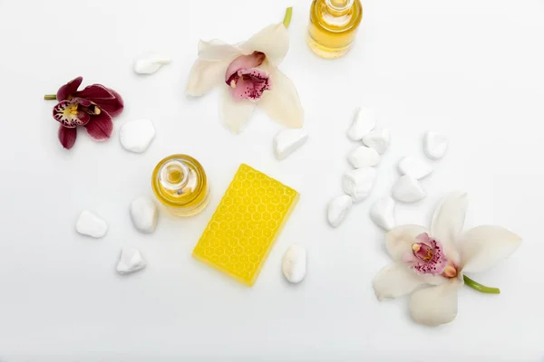 Honey soap with orchids and oil — Stock Photo, Image