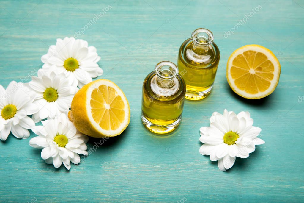 Essential oil with lemon and chamomiles