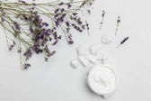 Cream and dried lavender