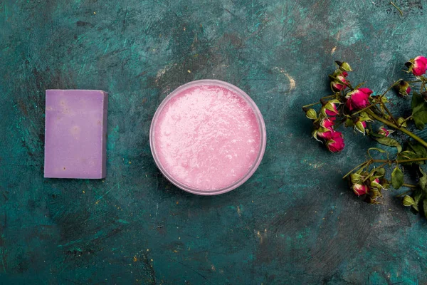 Homemade soap with dried flowers — Stock Photo, Image