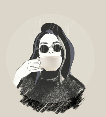 Esmer kız kahve içme