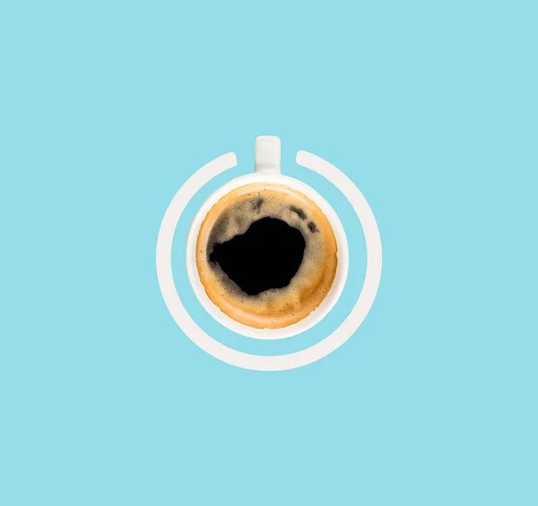 Cup of coffee as power button — Stock Photo, Image