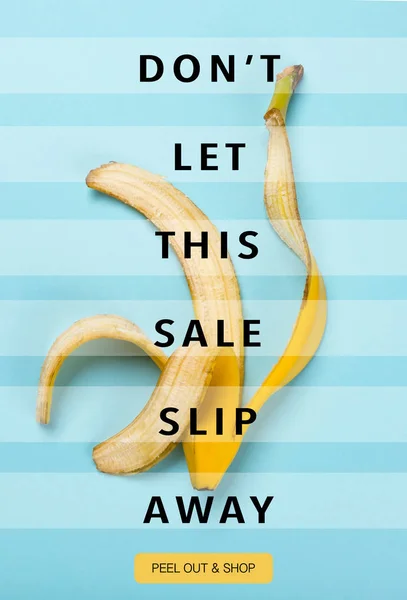 Nápis-výprodej s banánem — Stock fotografie