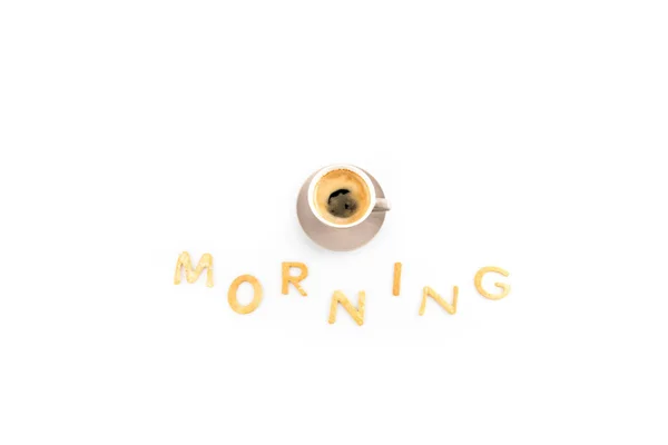 Cup of espresso coffee in morning — Stock Photo