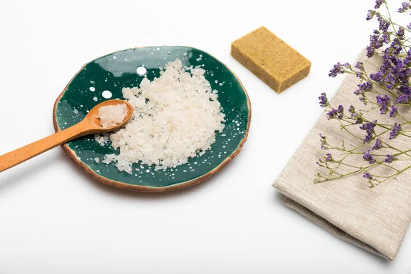 Homemade soap with dried lavender — Stock Photo