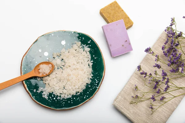 Homemade soap with sea salt — Stock Photo