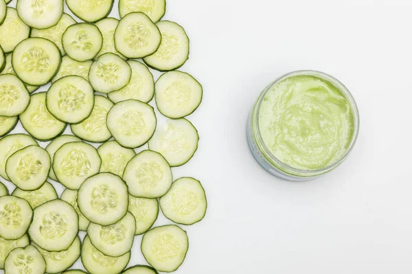 Cucumber face cream — Stock Photo