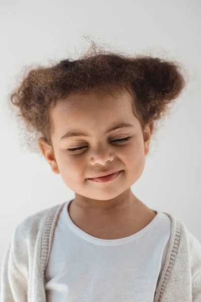 Little kid girl with eyes closed — Stock Photo, Image