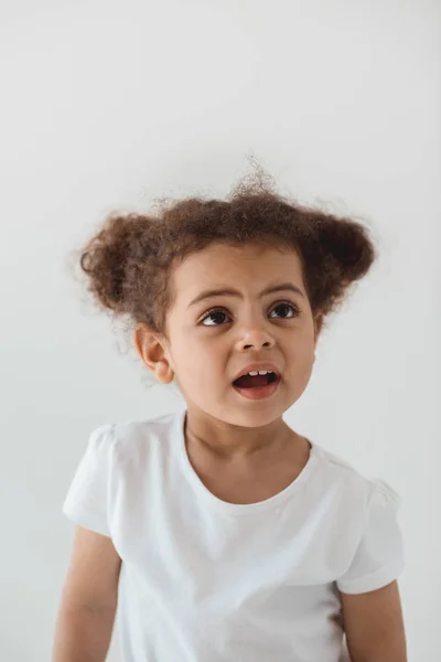 Little kid girl with facial expression — Stock Photo, Image