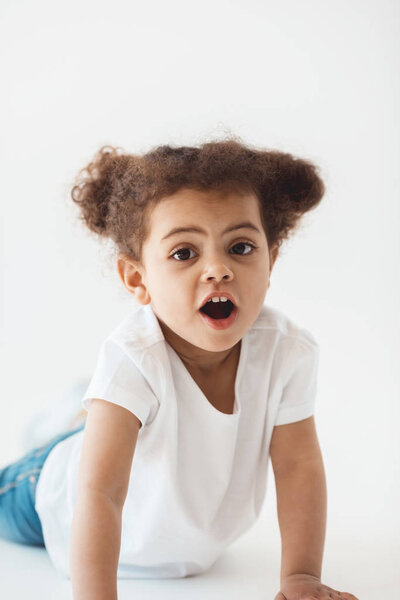 little kid girl with facial expression