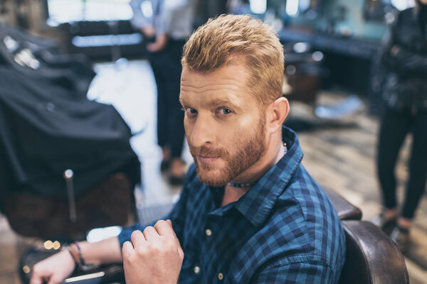 handsome man with fashionable hairstyle