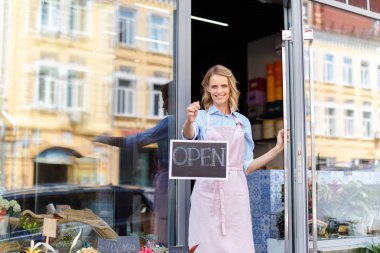 florist with open sign clipart