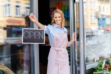 florist with open sign clipart