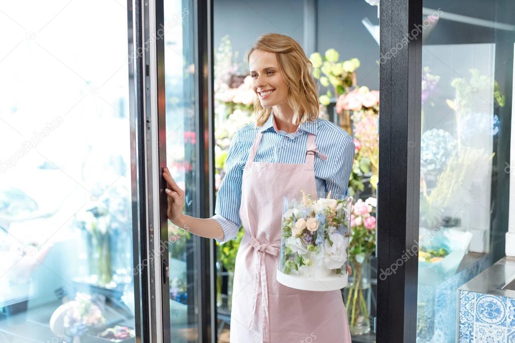 florist working in flower shop