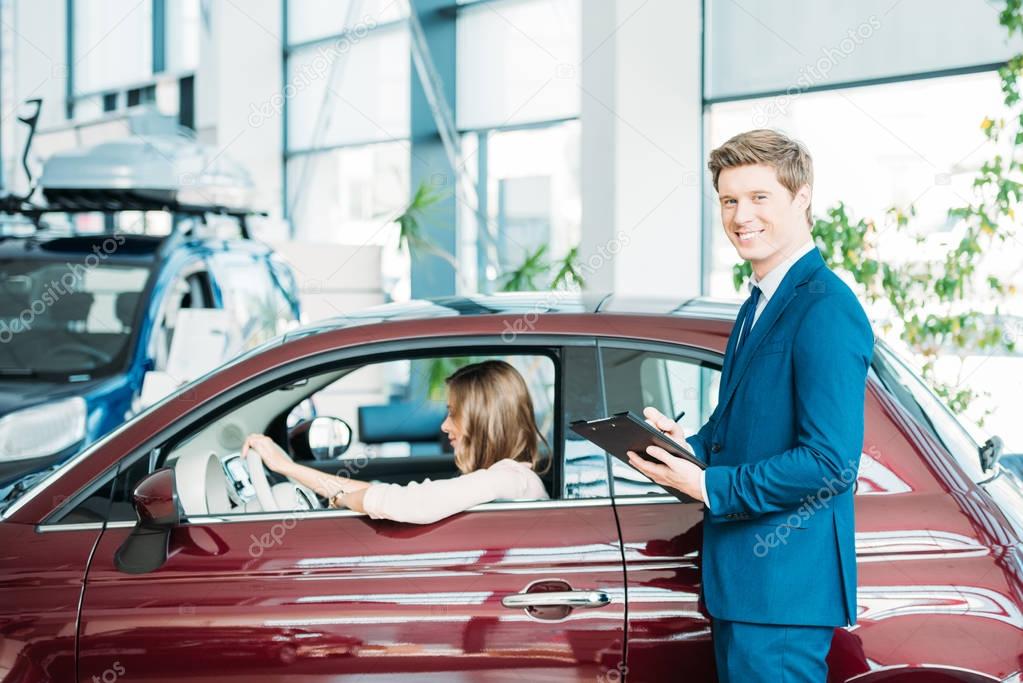 Customer sitting in car