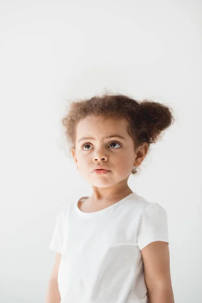 Little kid girl looking aside — Stock Photo