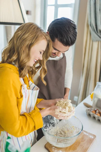 Couple making dough — Stock Photo