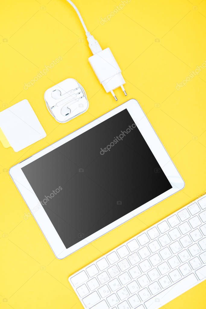 Digital tablet and office supplies 