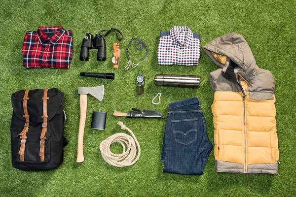 Traveler set, flat lay — Stock Photo, Image