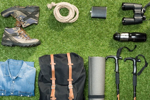 Traveler set, flat lay — Stock Photo, Image