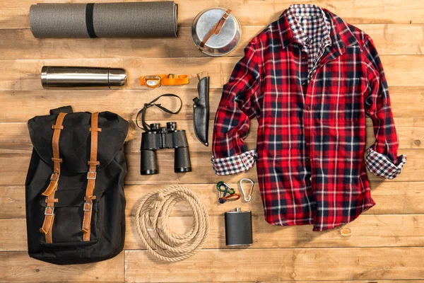 Traveler set, flat lay — Stock Photo, Image