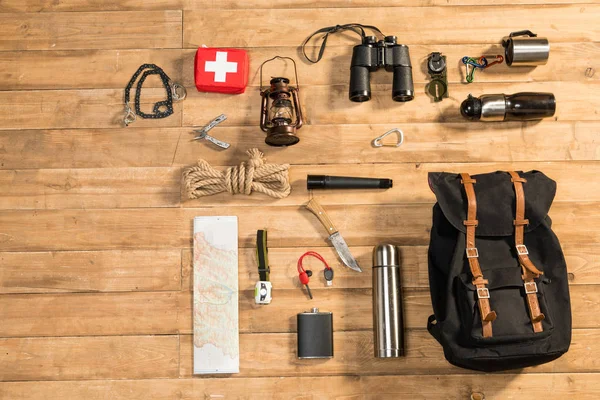 Traveler set, flat lay — Stock Photo, Image