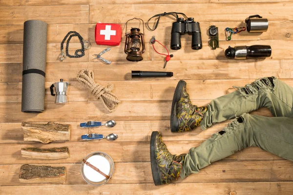 Traveler set, flat lay — Stock Photo, Image