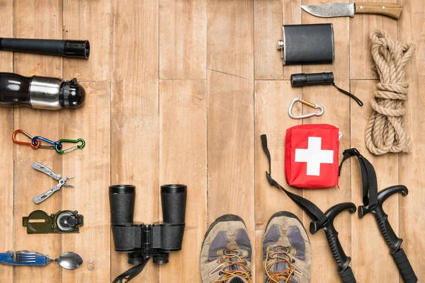 Traveler set, flat lay — Stock Photo, Image