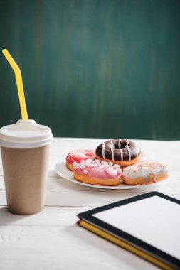 breakfast with coffee and donuts  clipart