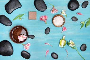 Spa stones and orchids  clipart