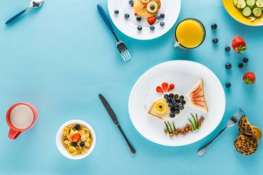 creatively styled children's breakfast  clipart