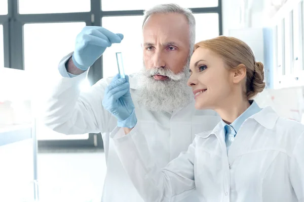 Científicos con batas blancas en el laboratorio — Foto de Stock