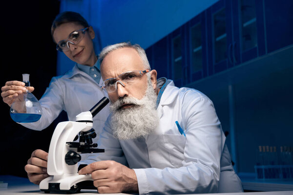 scientists working with reagent