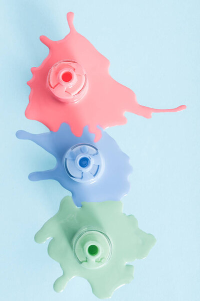 spilled colorful nail polishes