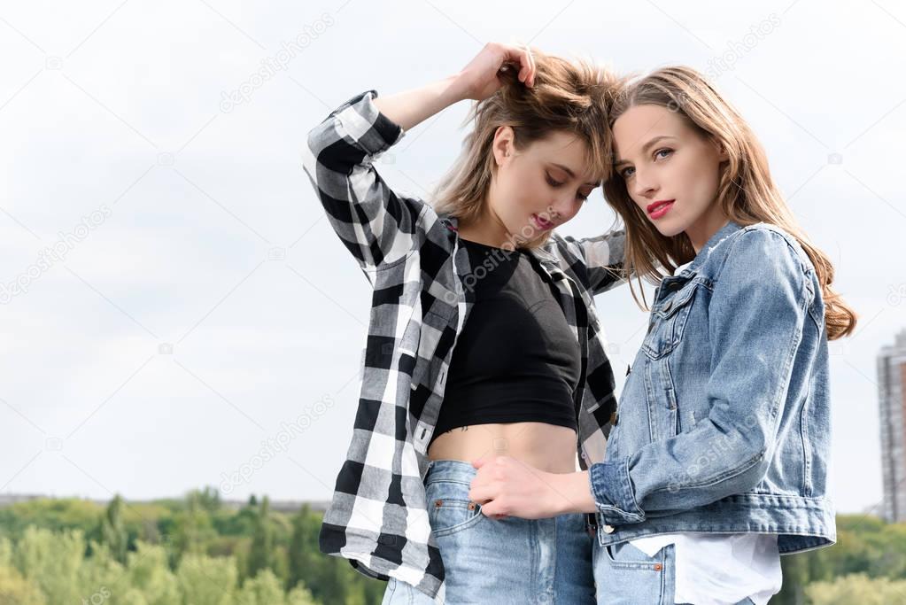 young stylish lesbian couple