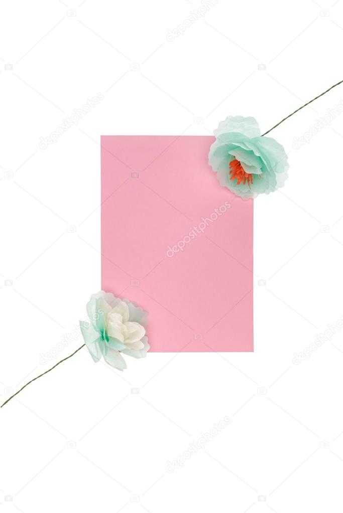 Flowers with greeting card 