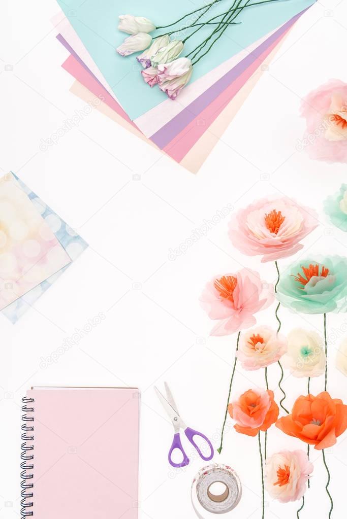 decorative flowers and stationery items