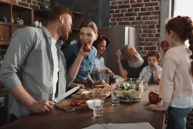 family cooking dinner together clipart
