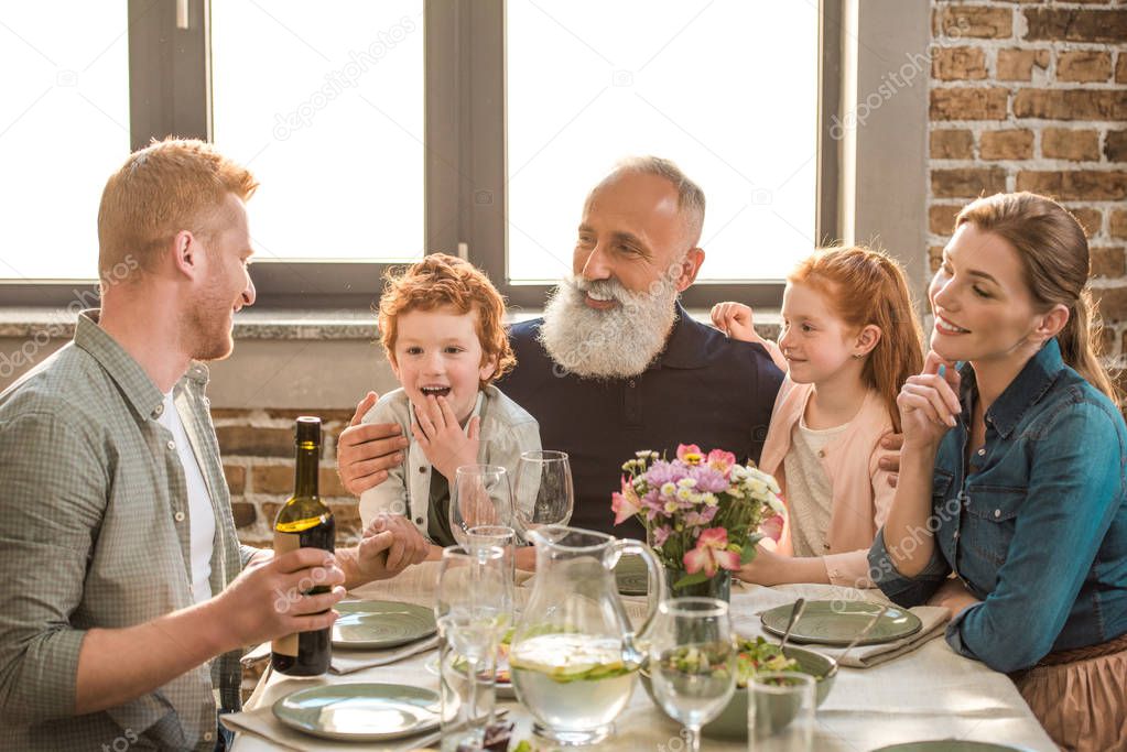 family having dinner at home