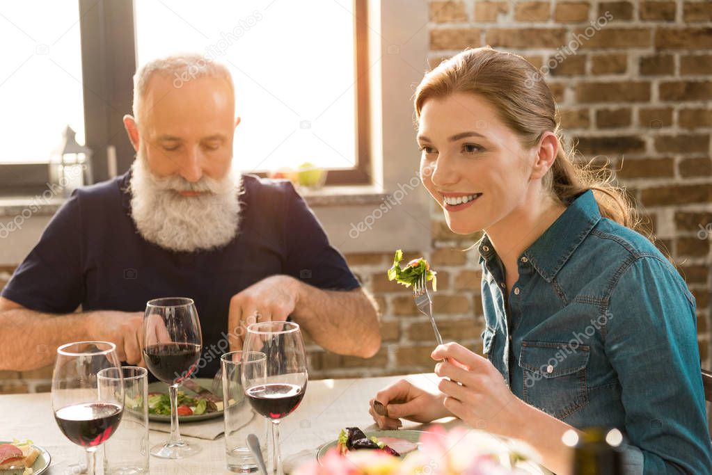 woman having dinner
